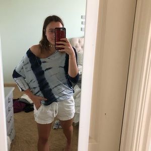 Tie die blue and white top